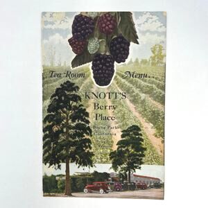Vintage 1940's Knott's Berry Farm/Place Tea Room Menu Buena Park California